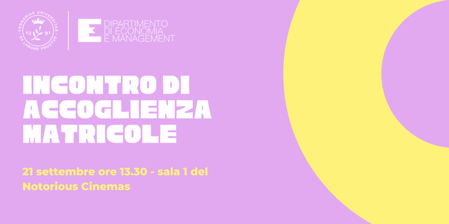 Benvenute e benvenuti! L'evento di accoglienza per le matricole a.a. 2026/2027