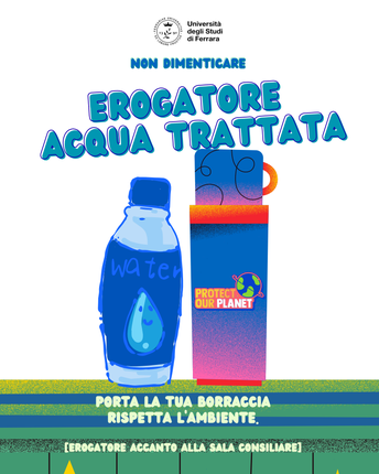 Porta la tua borraccia, Rispetta l'ambiente! Utilizza il nuovo erogatore di acqua presso la sede del DEM