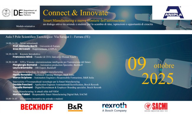 9 ottobre 2025 ore 14: seminario Connect & Innovate Smart Manufacturing e nuove frontiere dell'automazione