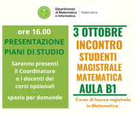 3 ottobre 22: incontro per piano di studi e tirocini