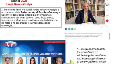 Il Prof. Luigi Grassi è il primo medico italiano insignito del Jimmie Holland Memorial Awards