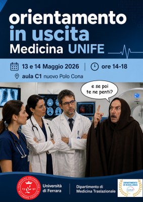 Invito per il 13 e 14 Maggio dalle ore 14 alle ore 18 per le giornate di Orientamento in Uscita - CdS Medicina e Chiurgia